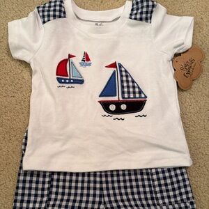 Baby Essentials White and Blue Sailboat Tee Set